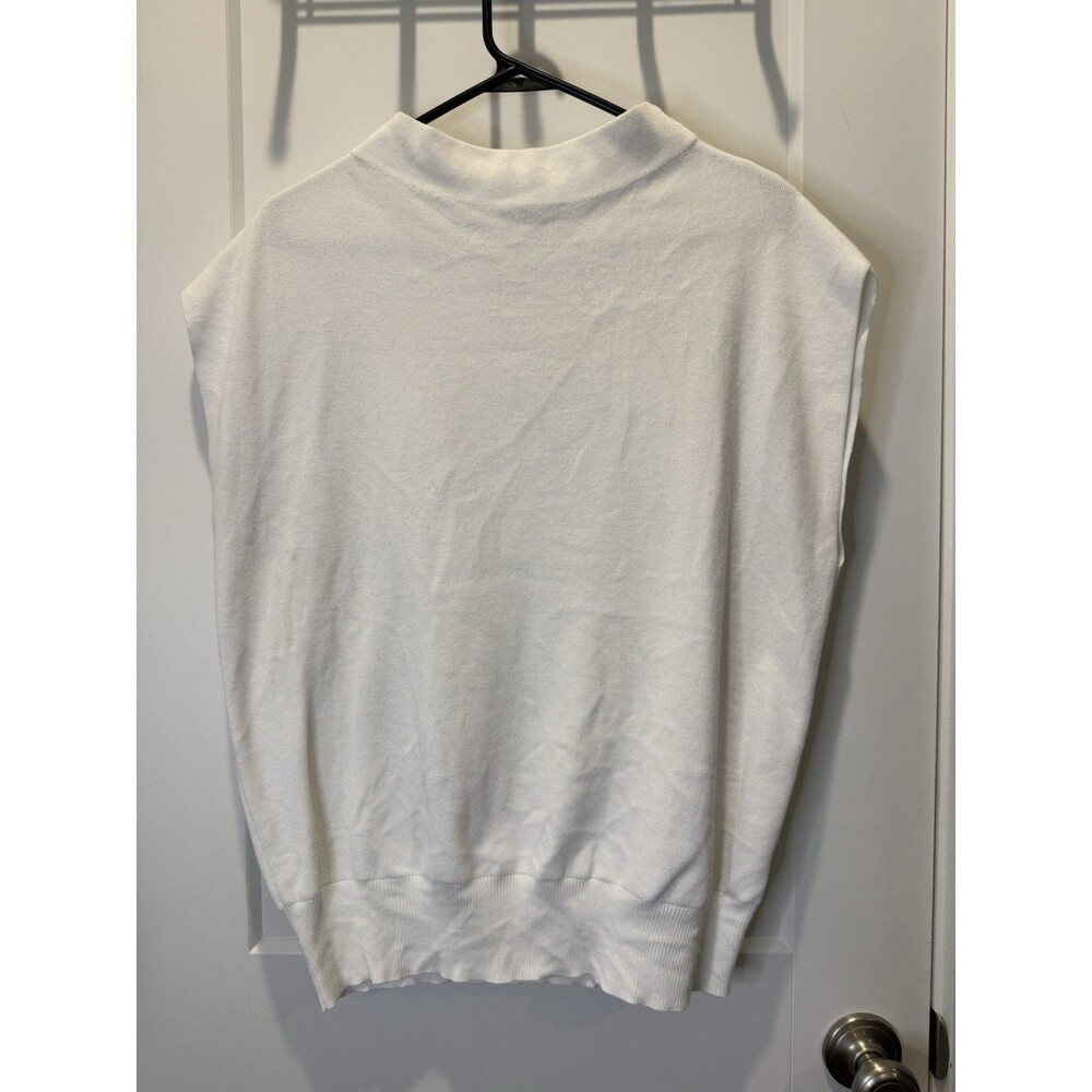 The Limited White Mock Neck Sweater Vest Sleeveless Knit Top Large Pullover